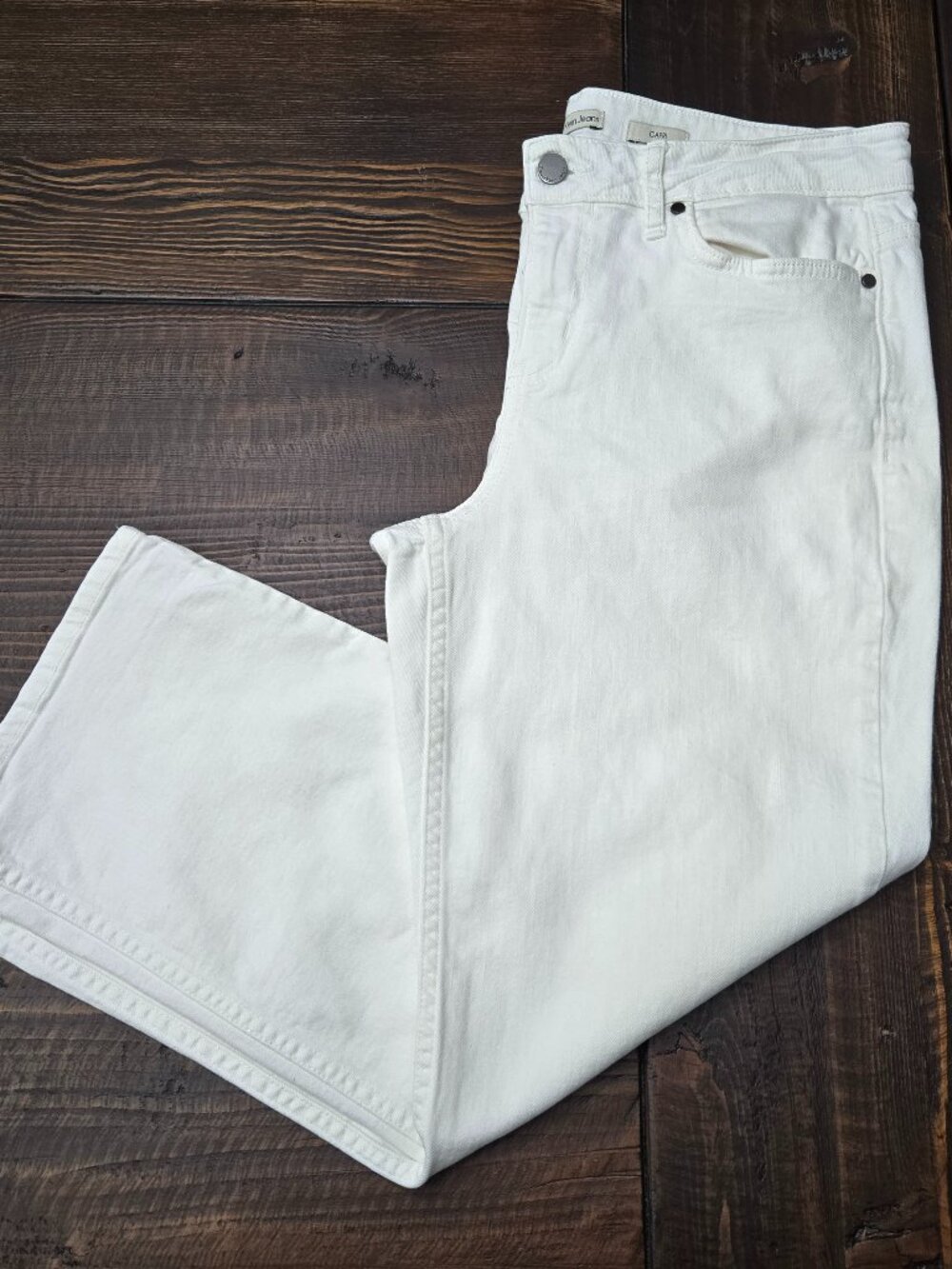 Calvin Klein Jeans Womens 8 Capri Pants White Wide Leg Cropped Denim